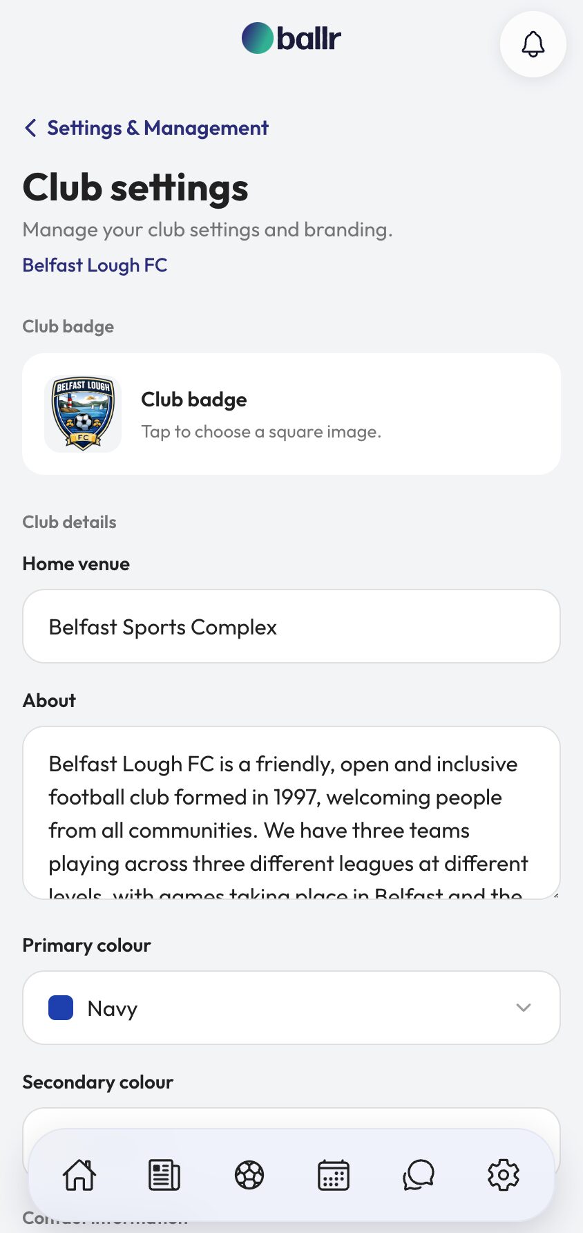 Your Club Profile and Branding in the Ballr app