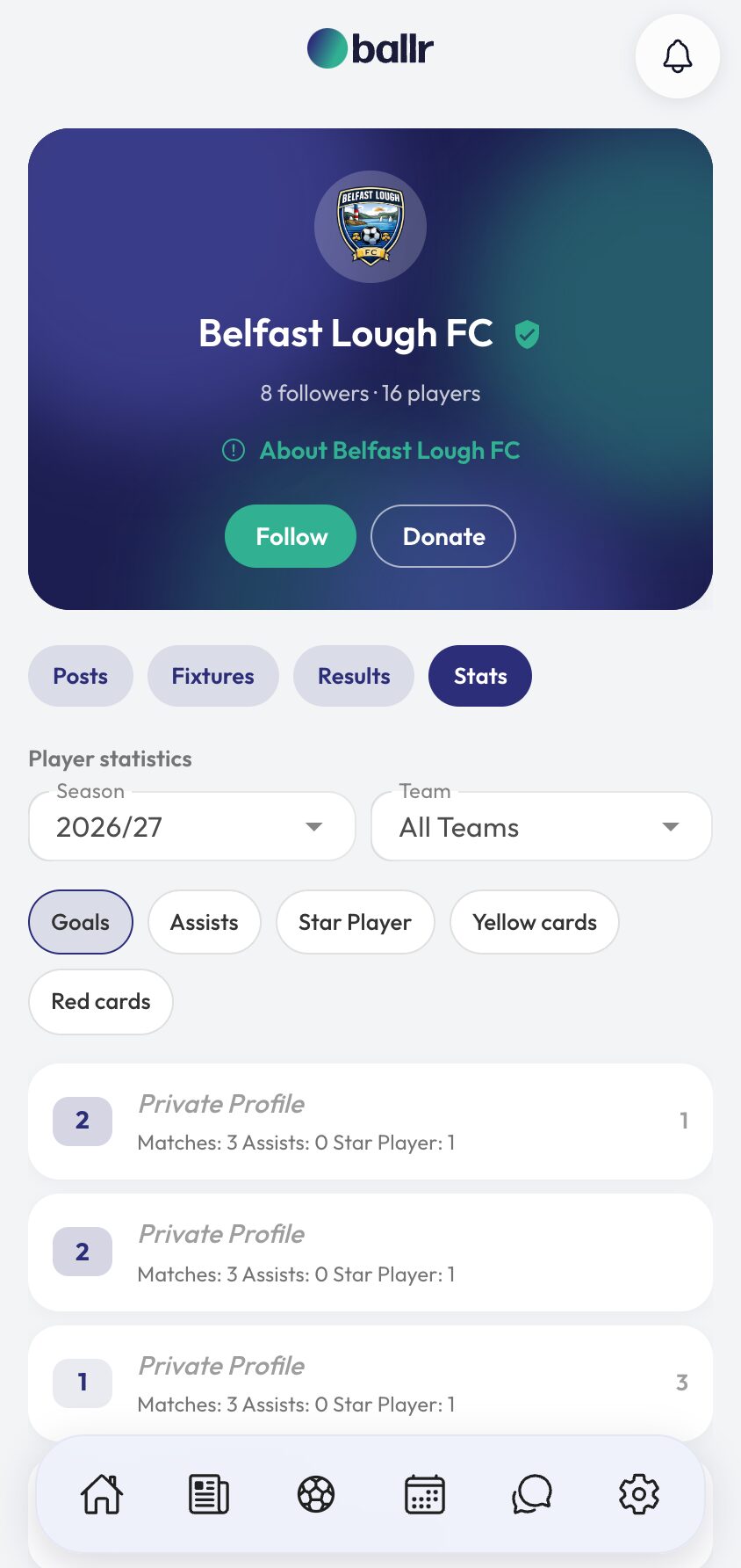 Club statistics step 4 the public player stats page on a club profile.