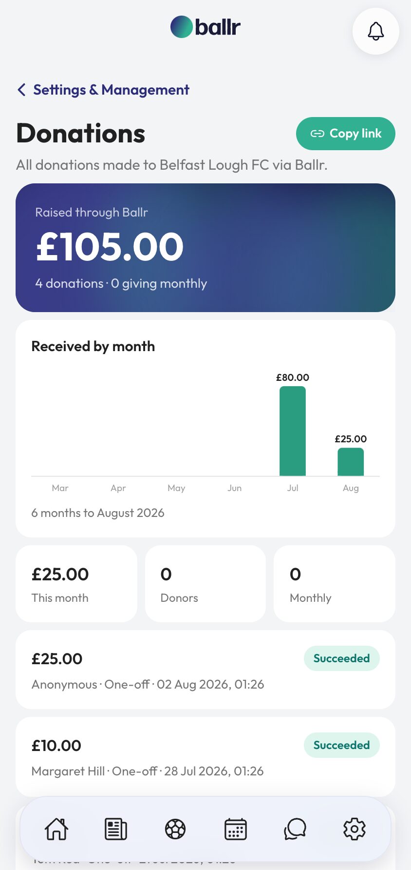 Taking Donations From Supporters in the Ballr app