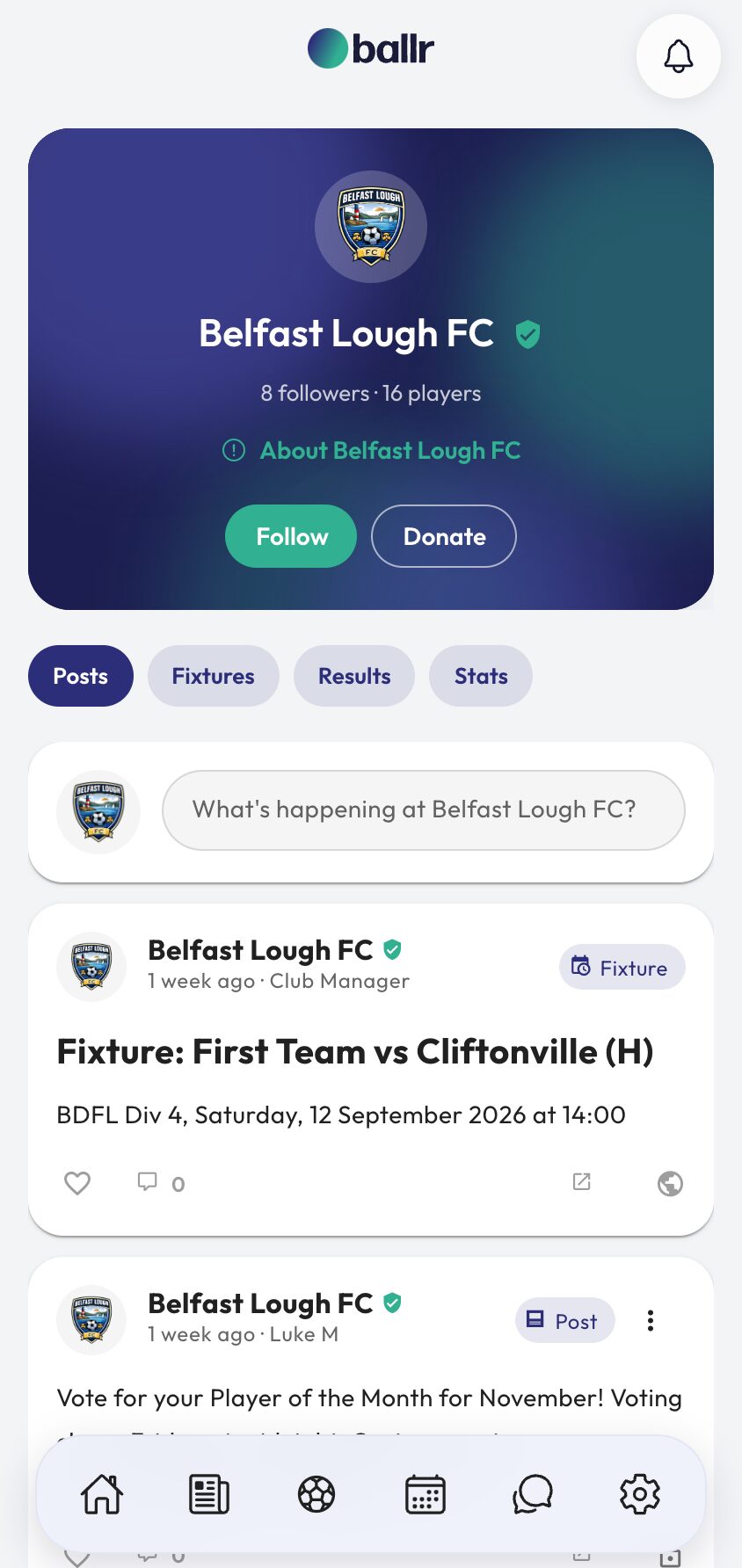Donations step 3 the Donate button on the public club profile.