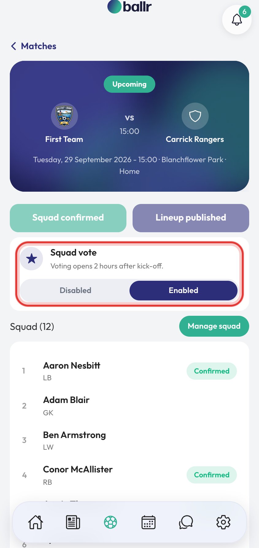 Star Player Voting in the Ballr app