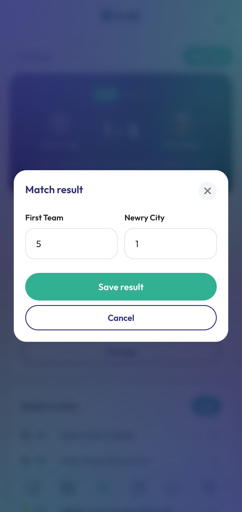 Recording the Result in the Ballr app