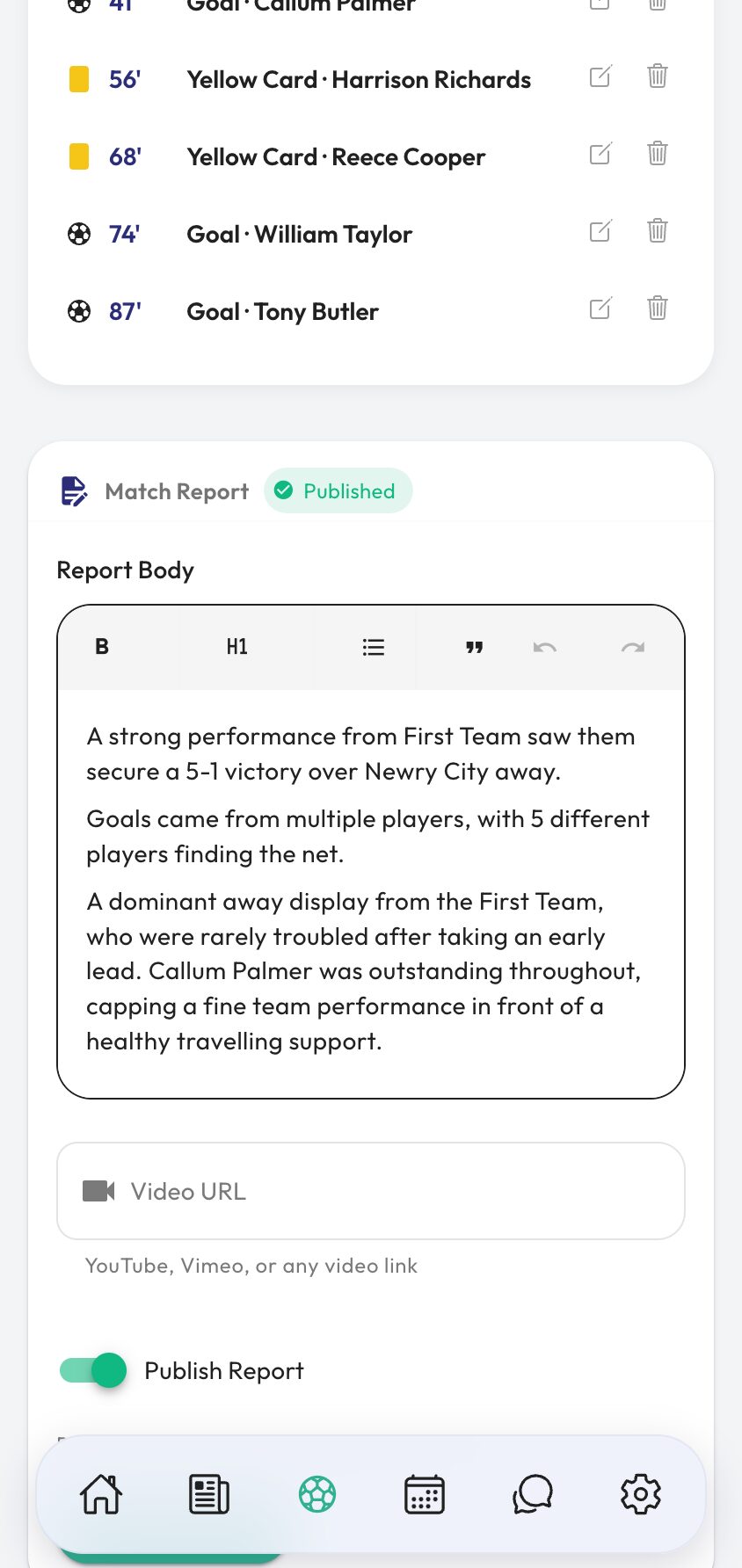 The squad vote and the manager's own private Star Player pick on the match page.