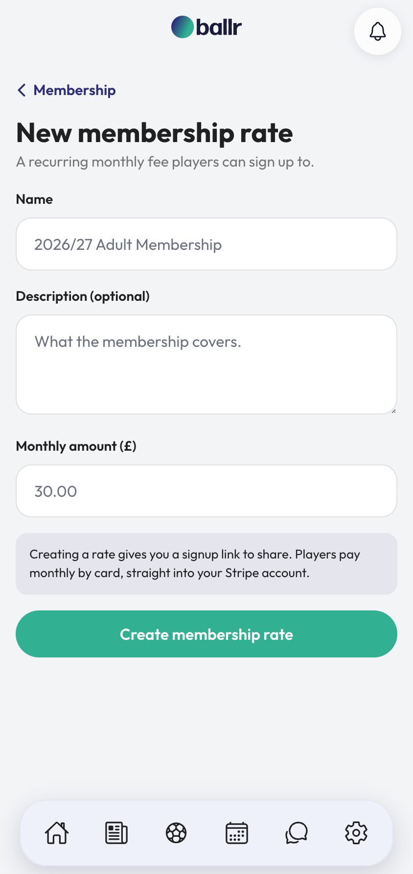 Collecting Membership Subs in the Ballr app