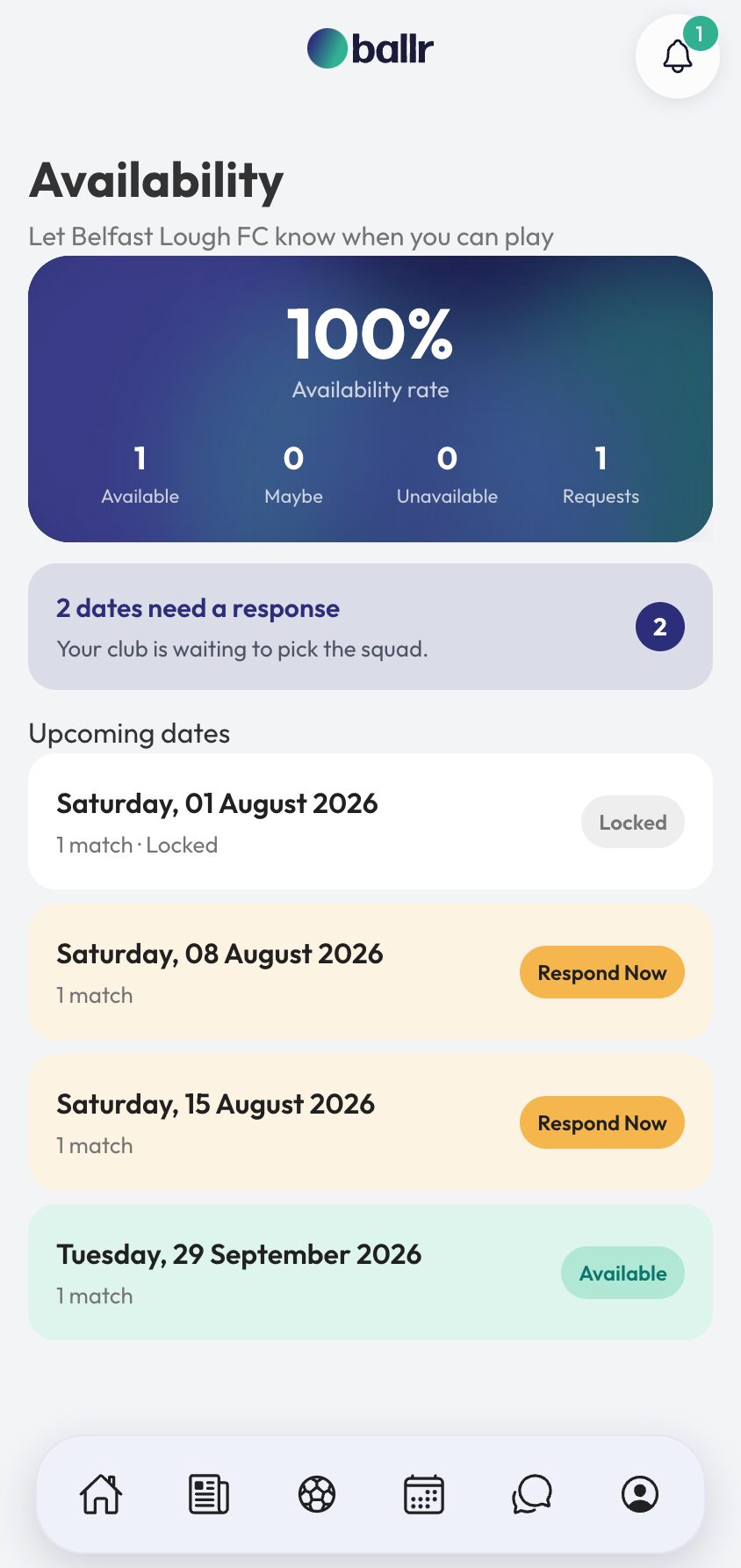 A player answering their week from the link, without logging in.